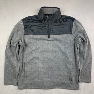 Eddie Bauer Mens Sweater Large Gray 1/4 Zip Long Sleeve Hybrid Pullover Stretch